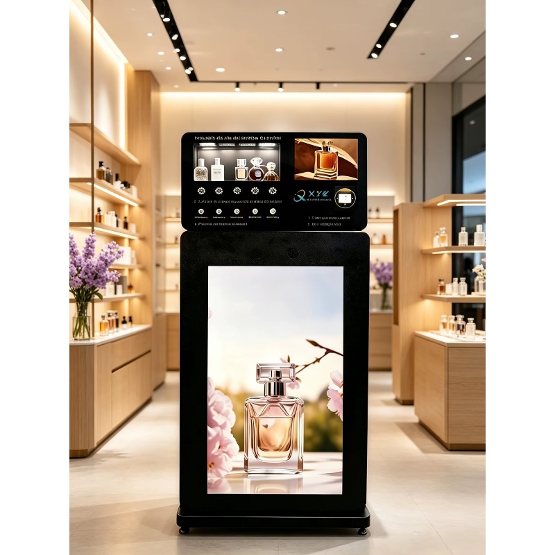 Perfume In Fragrance Shop - カスタマイズ可能な24時間セルフサービスのタッチスクリーン香水販売機、ショッピング用フロアスタンド型フレグランススプレーディスペンサーキオスク