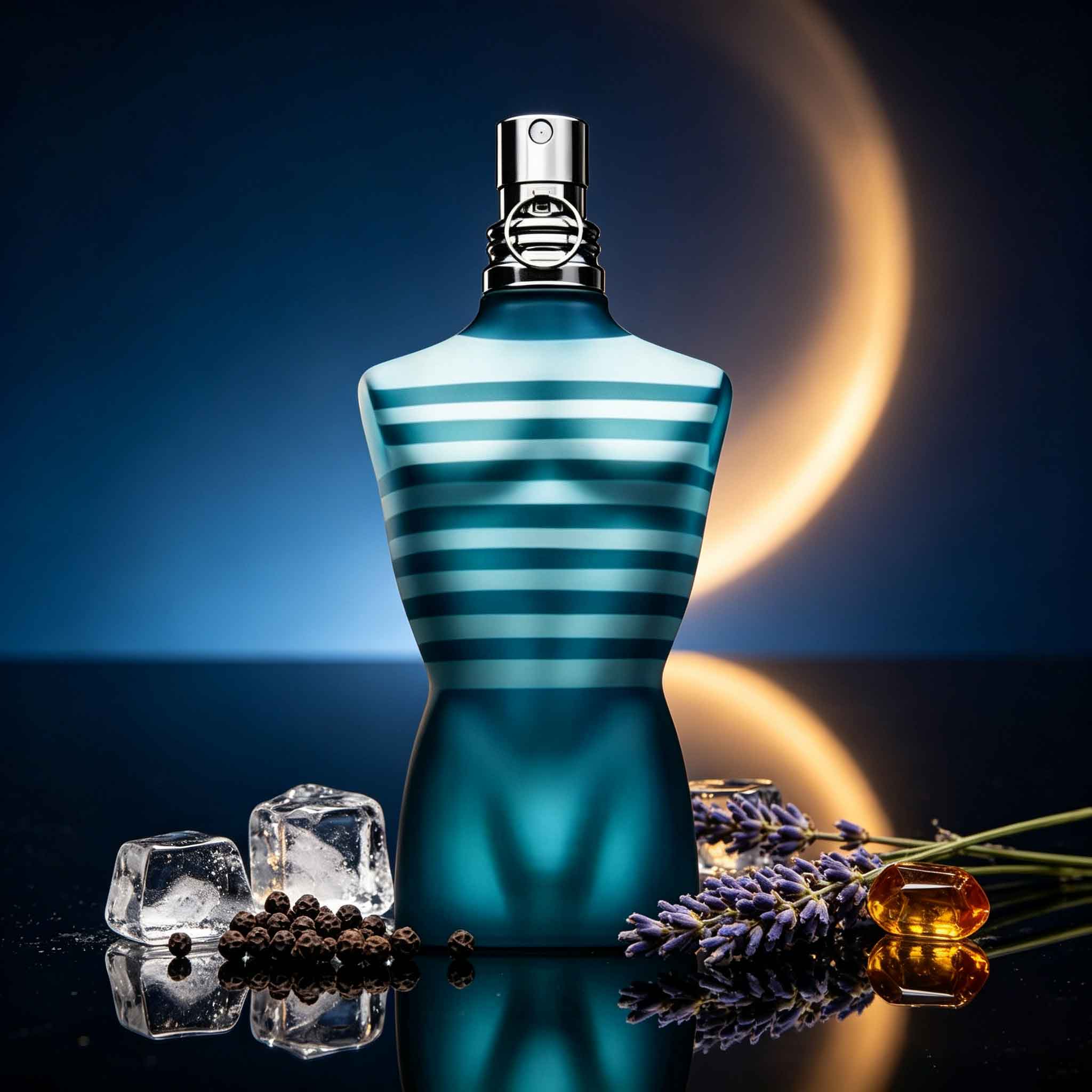 Perfume Fragrance Jean Paul Gaultier - ジャン・ポール・ゴルチエのル・マルは、ファッショナブルな彫刻のようなボトルを所有しています。 ミント・ラベンダー・ウッディの組成は、独特のフレッシュな男性用フレグランスを愛する人々に理想的な、香水の定番です。